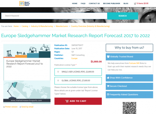 Europe Sledgehammer Market Research Report Forecast 2022'