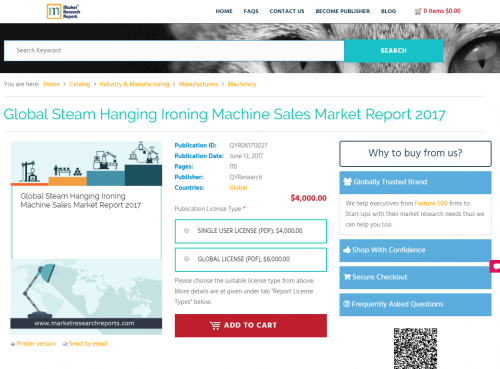 Global Steam Hanging Ironing Machine Sales Market Report'