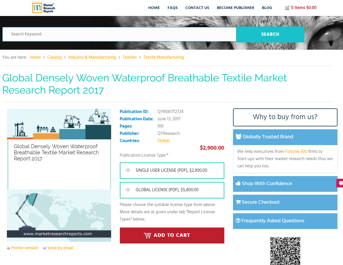 Global Densely Woven Waterproof Breathable Textile Market