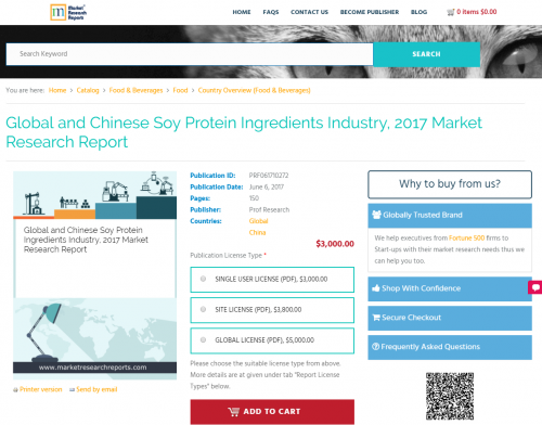 Global and Chinese Soy Protein Ingredients Industry, 2017'