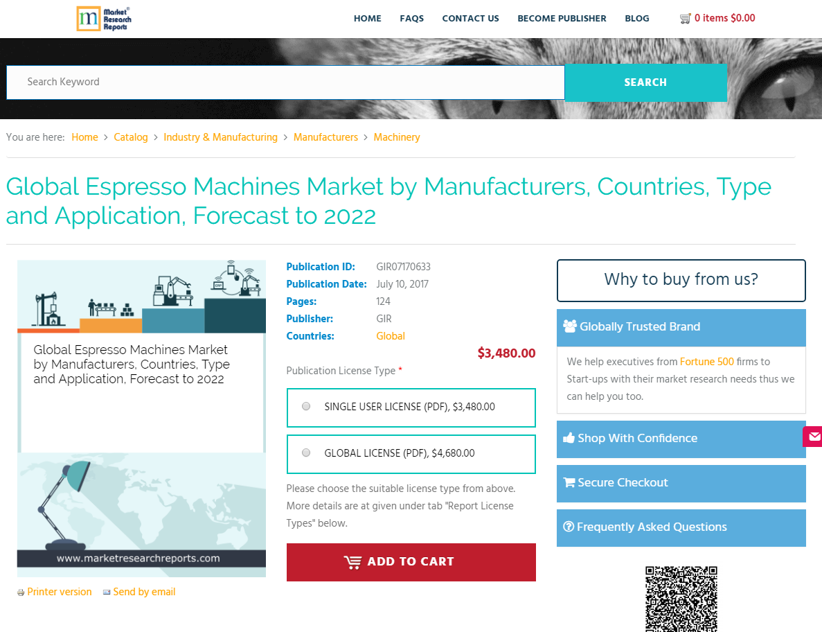 Global Espresso Machines Market by Manufacturers, Countries