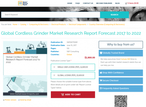 Global Cordless Grinder Market Research Report Forecast 2017'