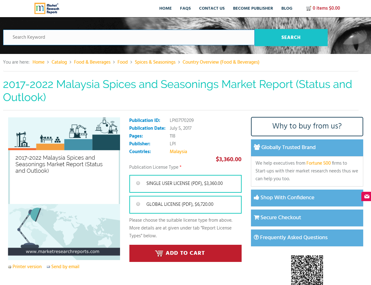 2017-2022 Malaysia Spices and Seasonings Market Report'