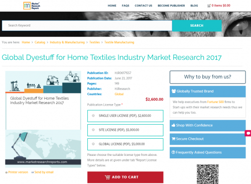 Global Dyestuff for Home Textiles Industry Market Research'