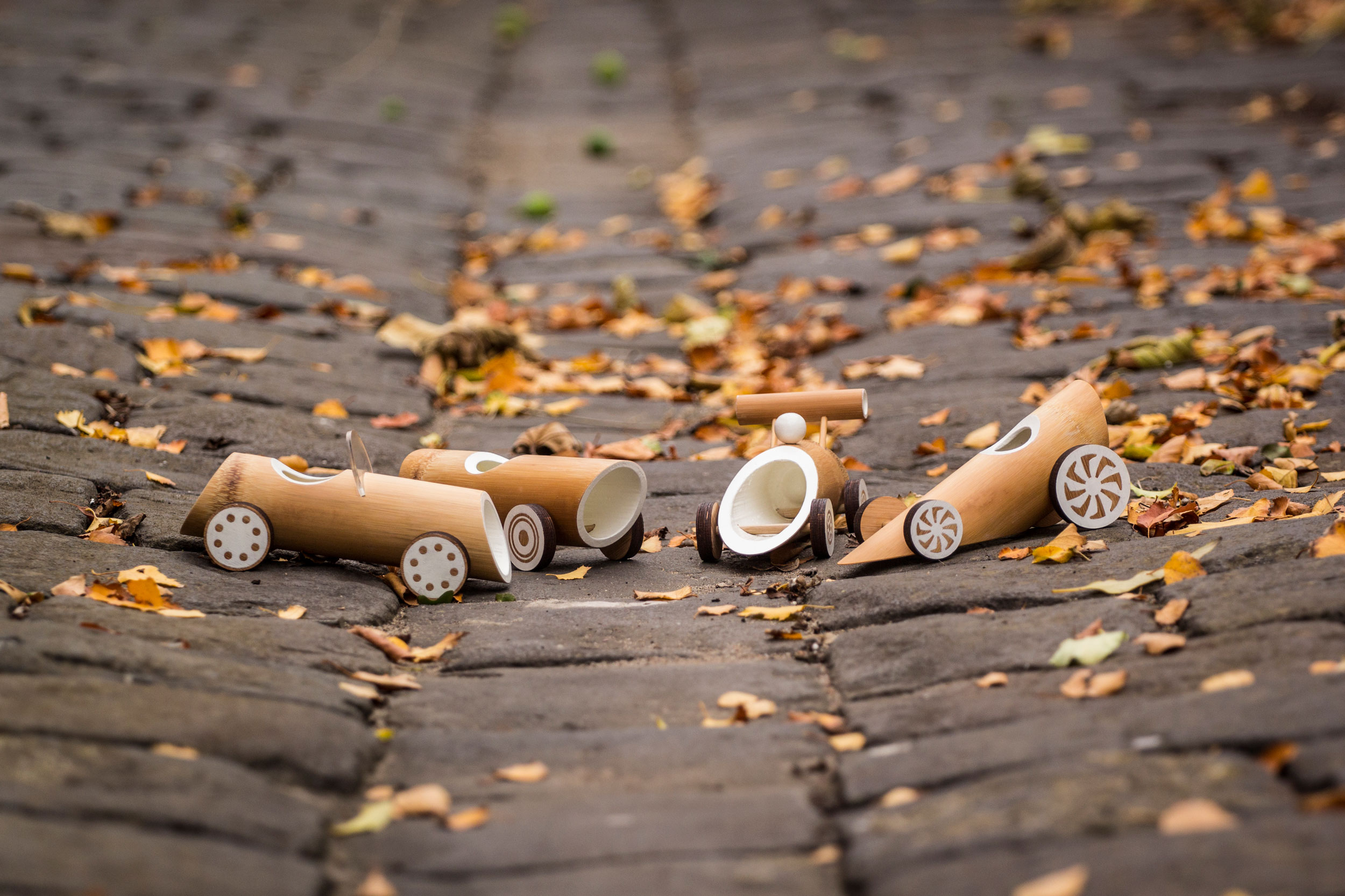 Eco-friendly bamboo toy cars - Group'