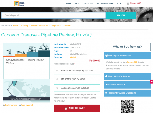 Canavan Disease - Pipeline Review, H1 2017'