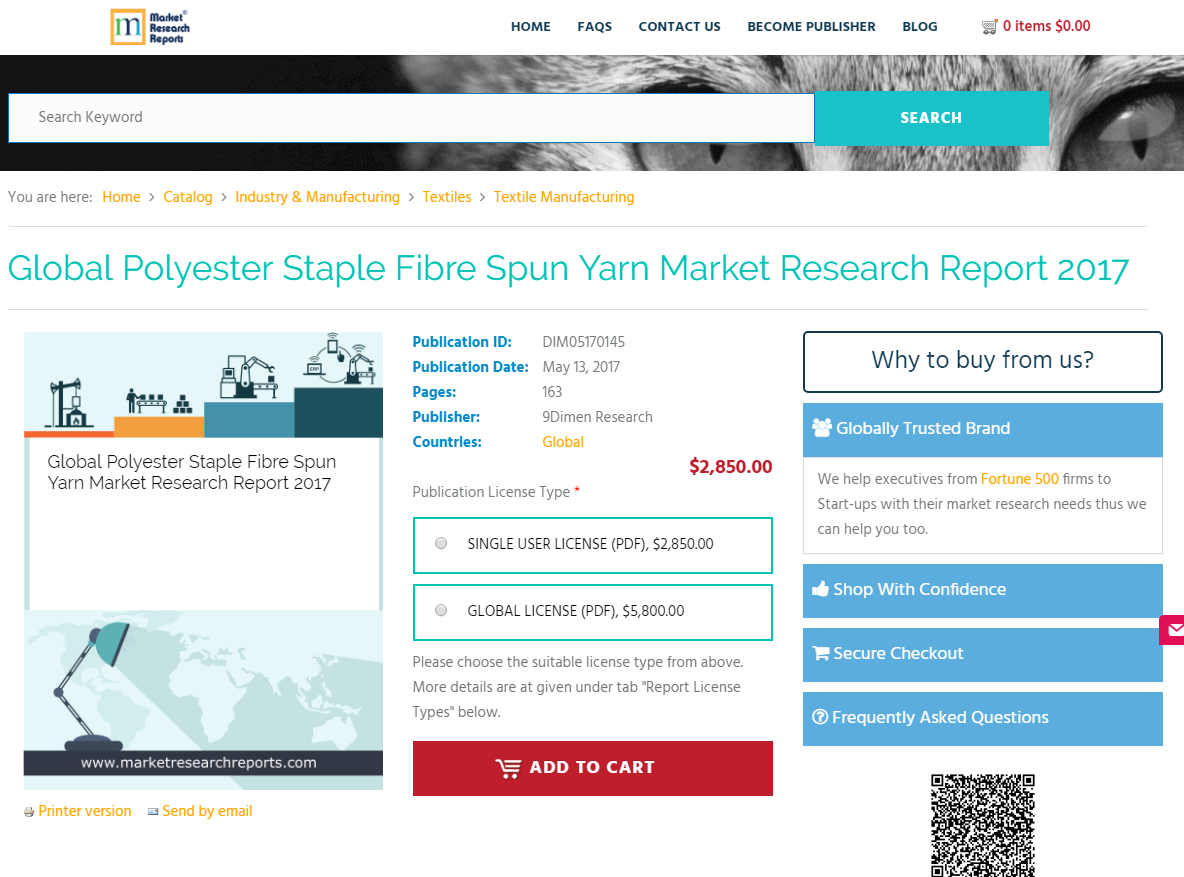 Global Polyester Staple Fibre Spun Yarn Market Research'