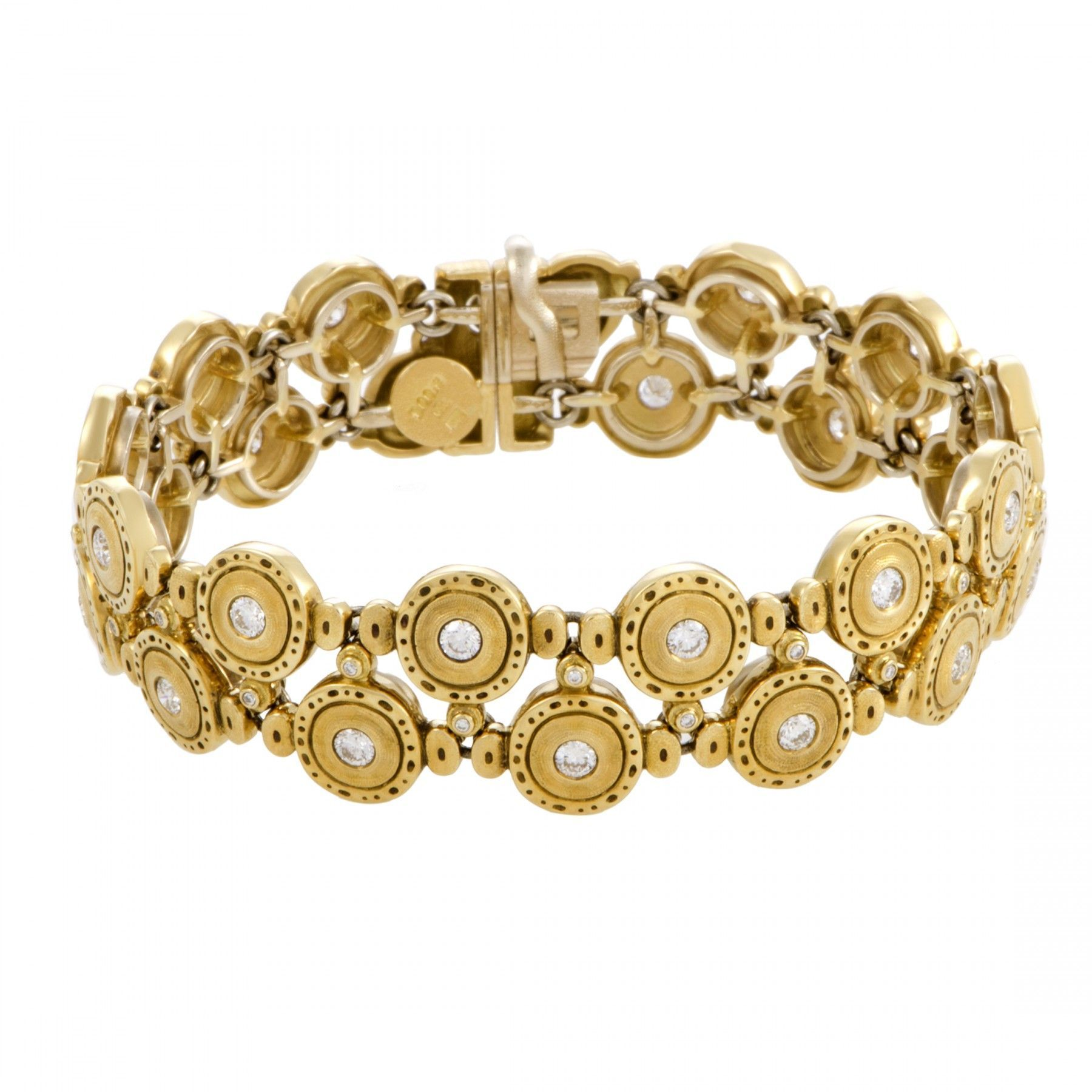 18K YELLOW GOLD DIAMOND STUDDED 2-ROW BRACELET