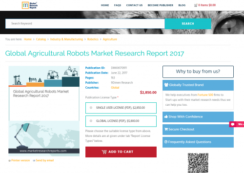 Global Agricultural Robots Market Research Report 2017'