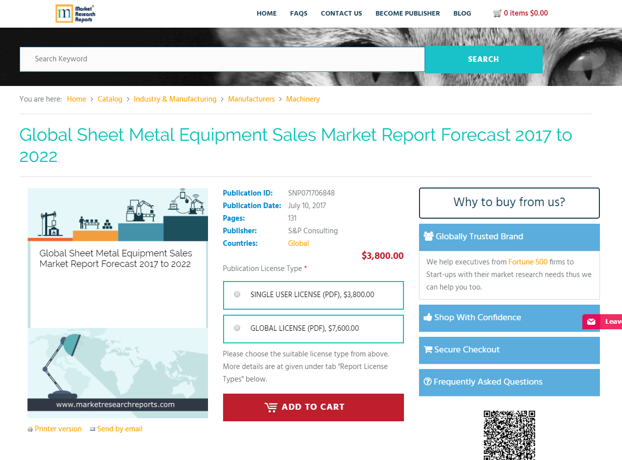 Global Sheet Metal Equipment Sales Market Report Forecast'