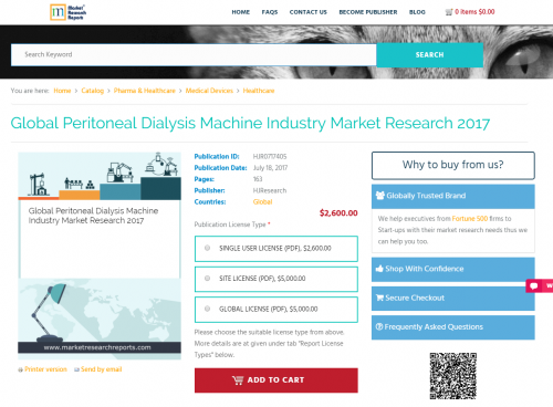 Global Peritoneal Dialysis Machine Industry Market Research'