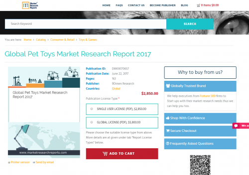Global Pet Toys Market Research Report 2017'