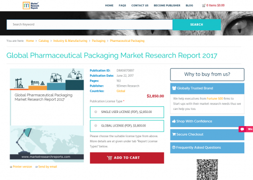 Global Pharmaceutical Packaging Market Research Report 2017'