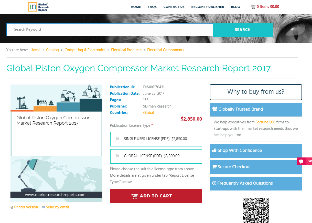 Global Piston Oxygen Compressor Market Research Report 2017'