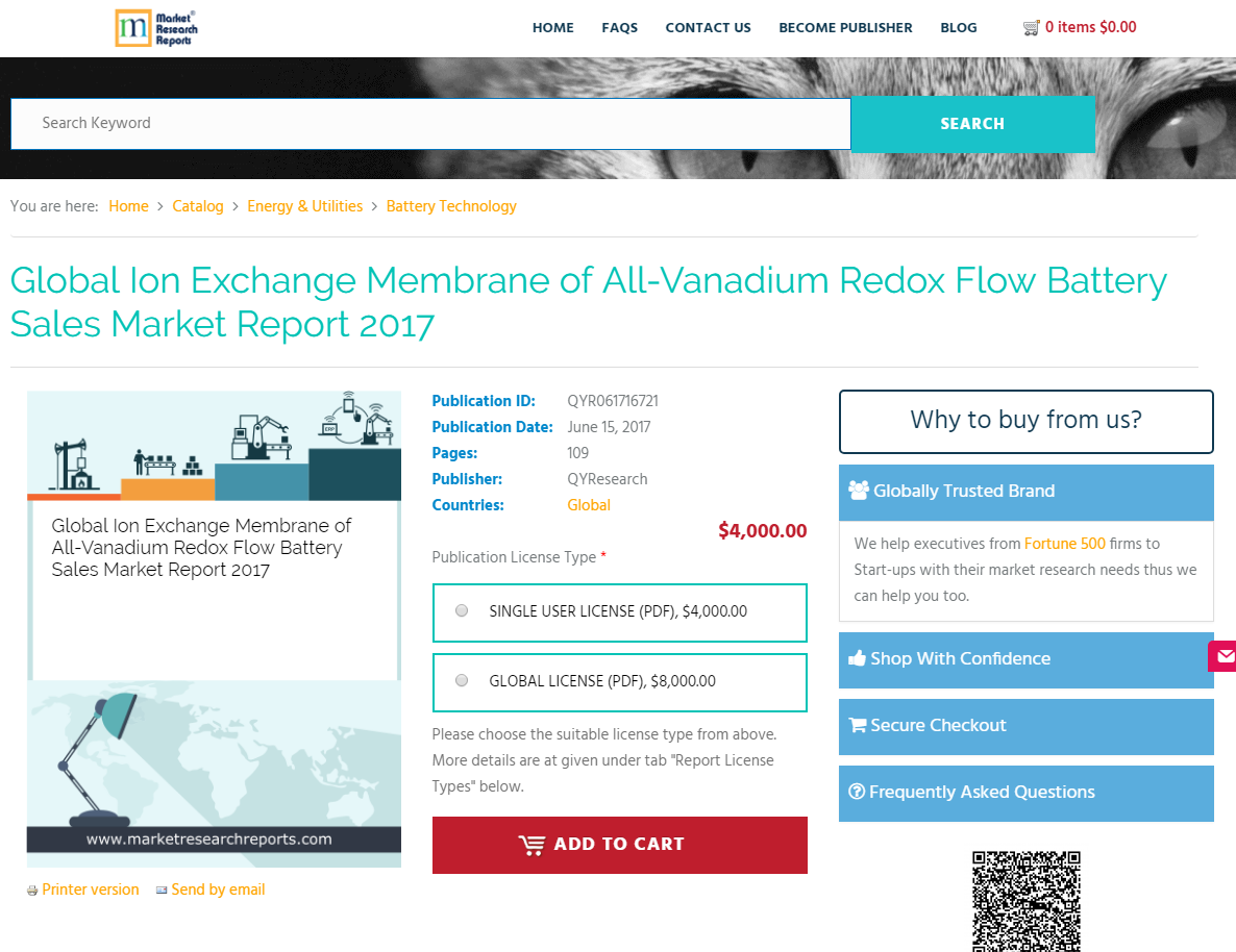 Global Ion Exchange Membrane of All-Vanadium Redox Flow'