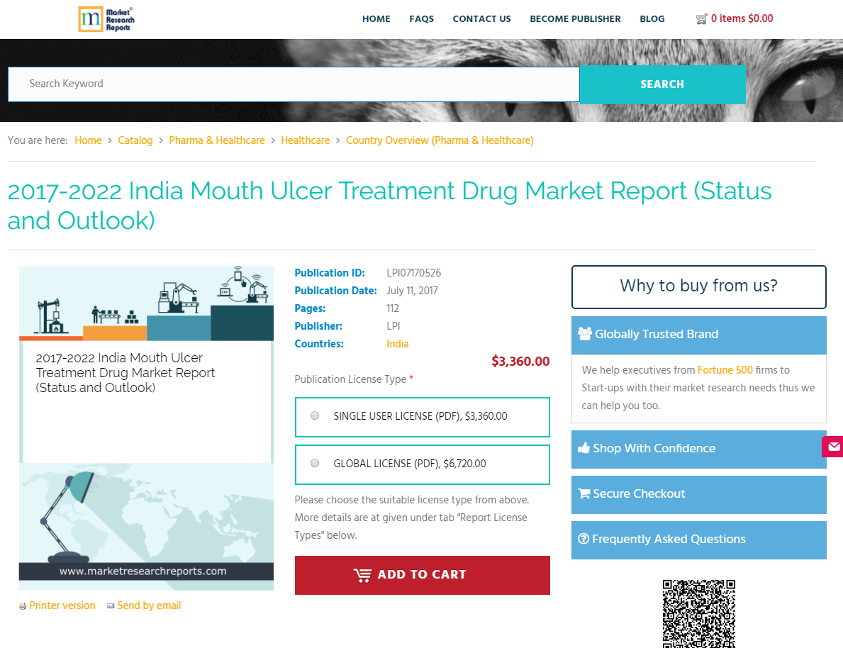 2017-2022 India Mouth Ulcer Treatment Drug Market Report'