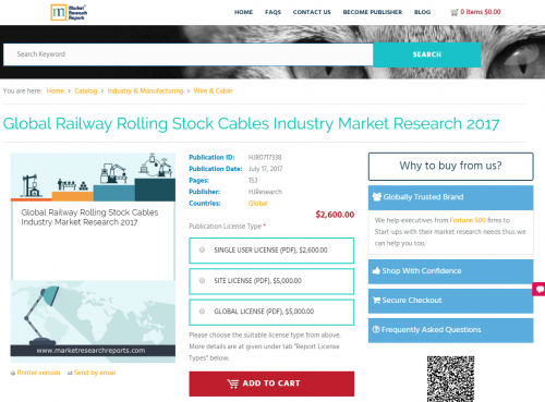 Global Railway Rolling Stock Cables Industry Market Research'