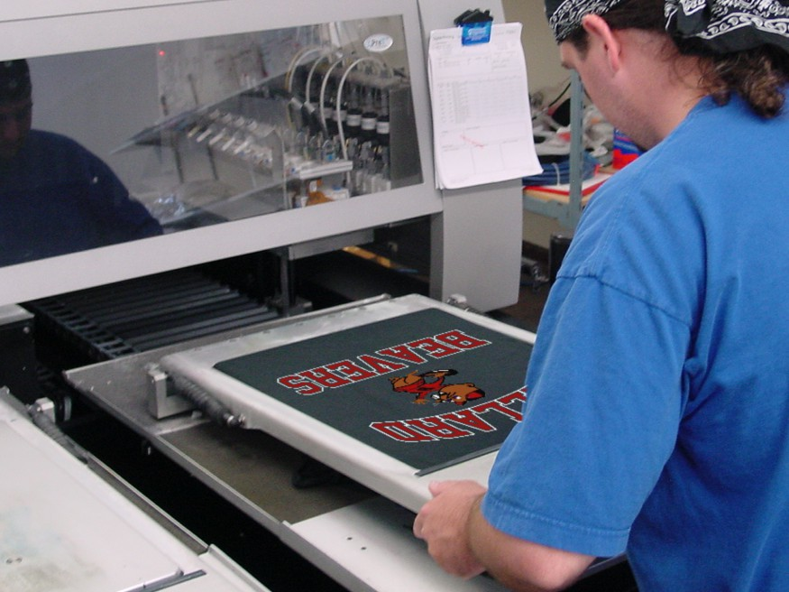 Ballard Beavers vintage logo on digital garment printer'
