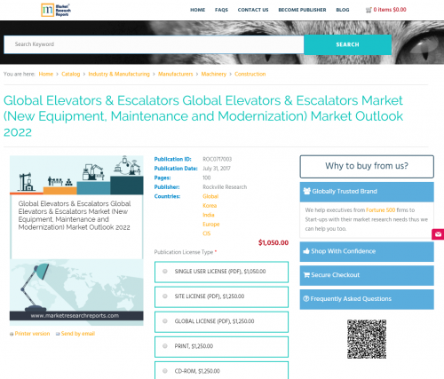 Global Elevators &amp; Escalators Market 2022'