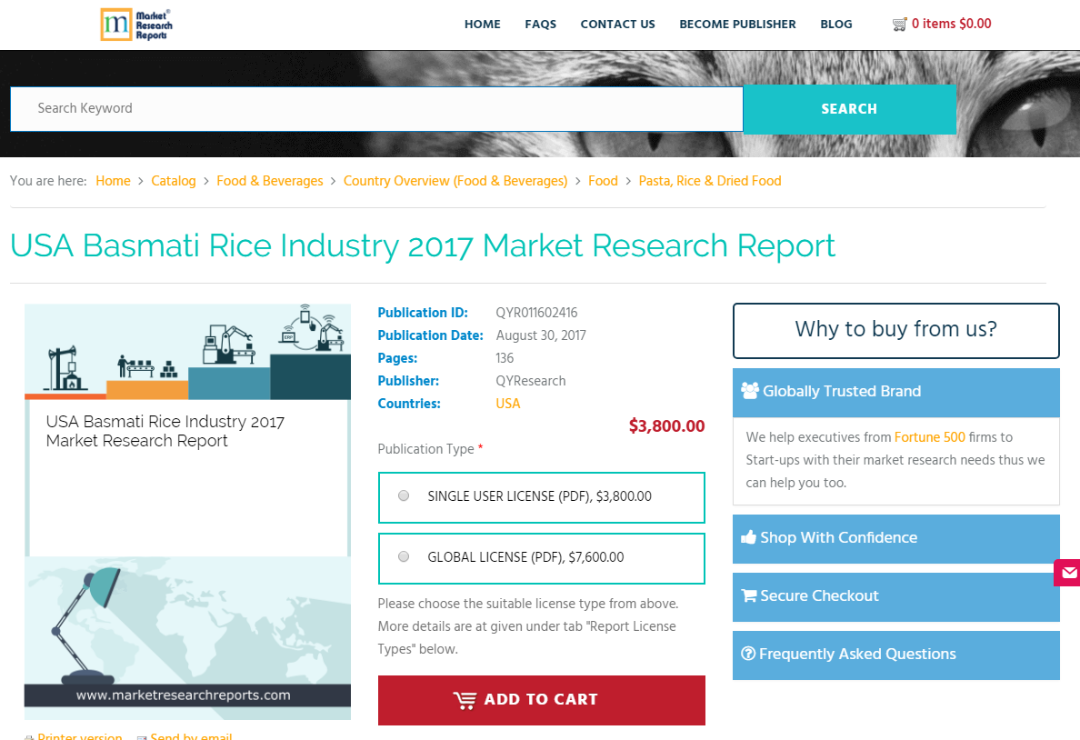 USA Basmati Rice Industry 2017 Market Research Report'