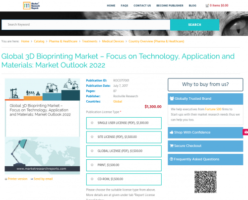 Global 3D Bioprinting Market - Focus on Technology'