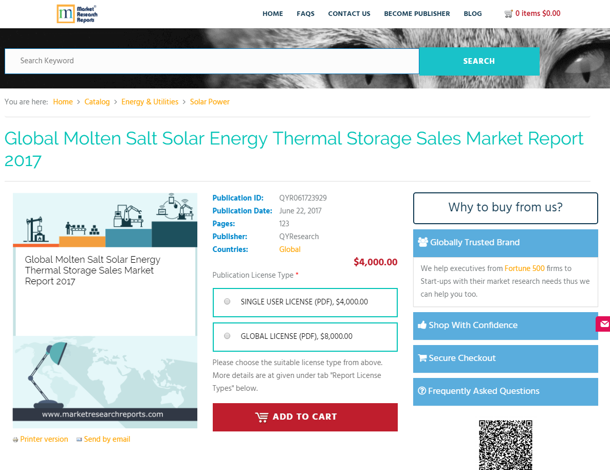 Global Molten Salt Solar Energy Thermal Storage Sales Market'