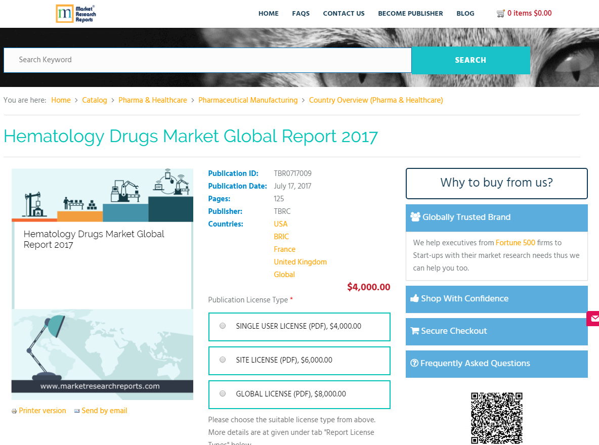 Hematology Drugs Market Global Report 2017