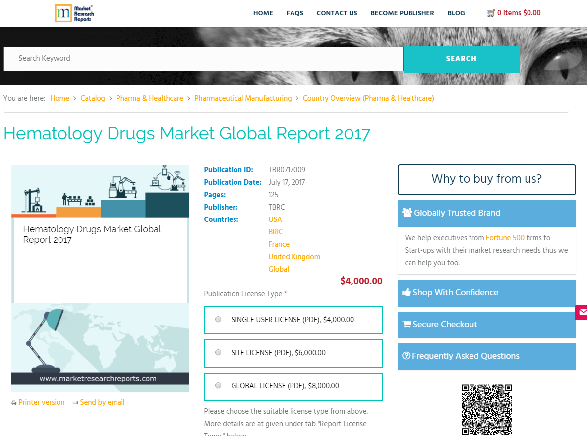 Hematology Drugs Market Global Report 2017'