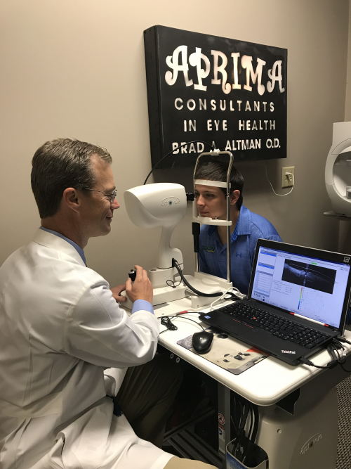 Gabby Chaves Receives Post-Fitting Eye Exam'