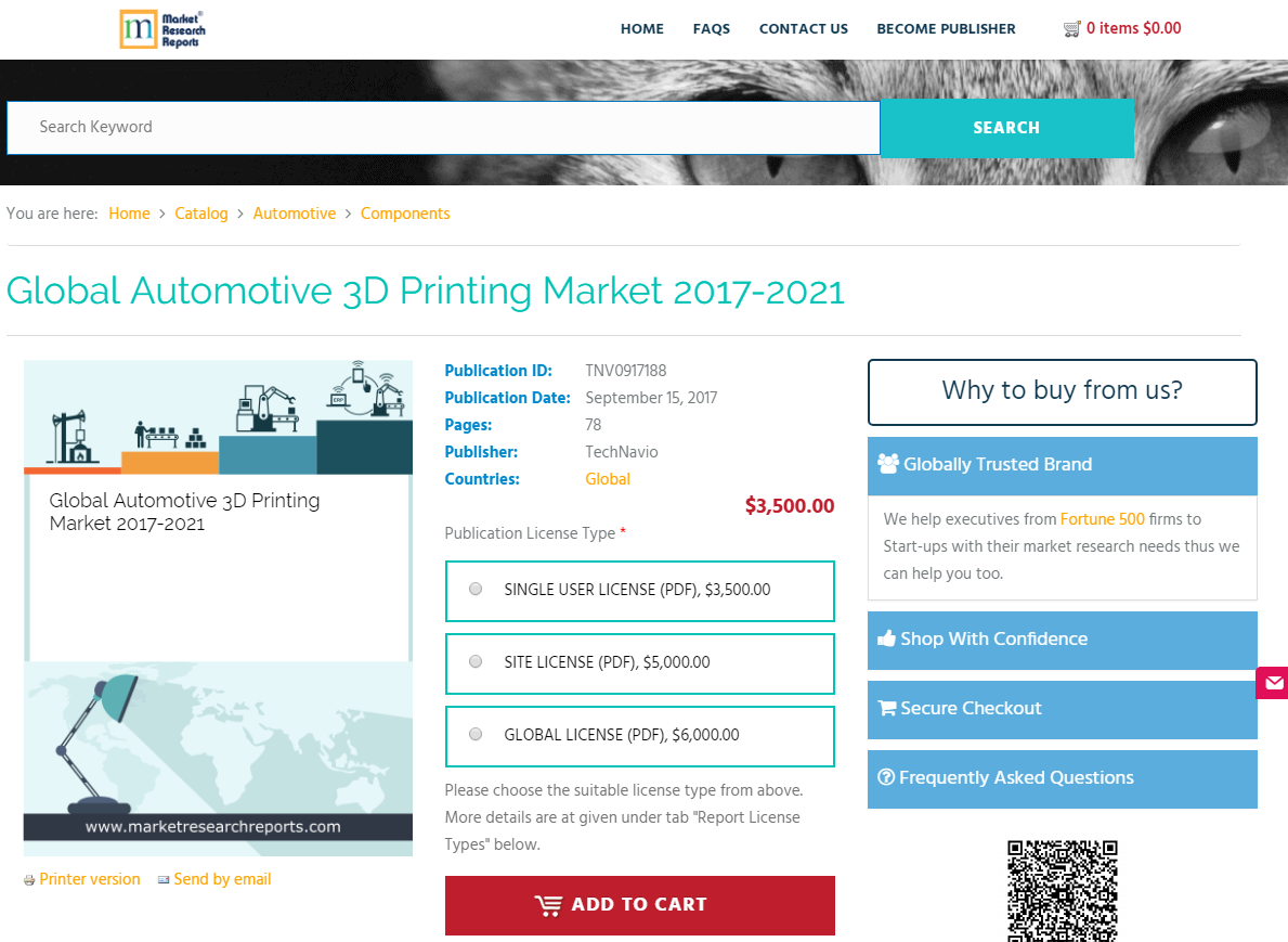 Global Automotive 3D Printing Market 2017 - 2021'