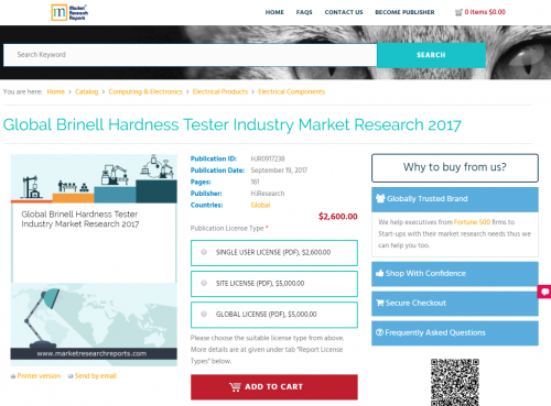Global Brinell Hardness Tester Industry Market Research 2017'