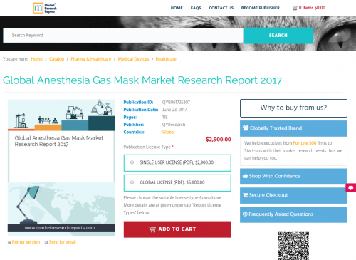 Global Anesthesia Gas Mask Market Research Report 2017'