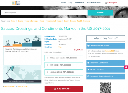 Sauces, Dressings, and Condiments Market in the US 2017-2021'