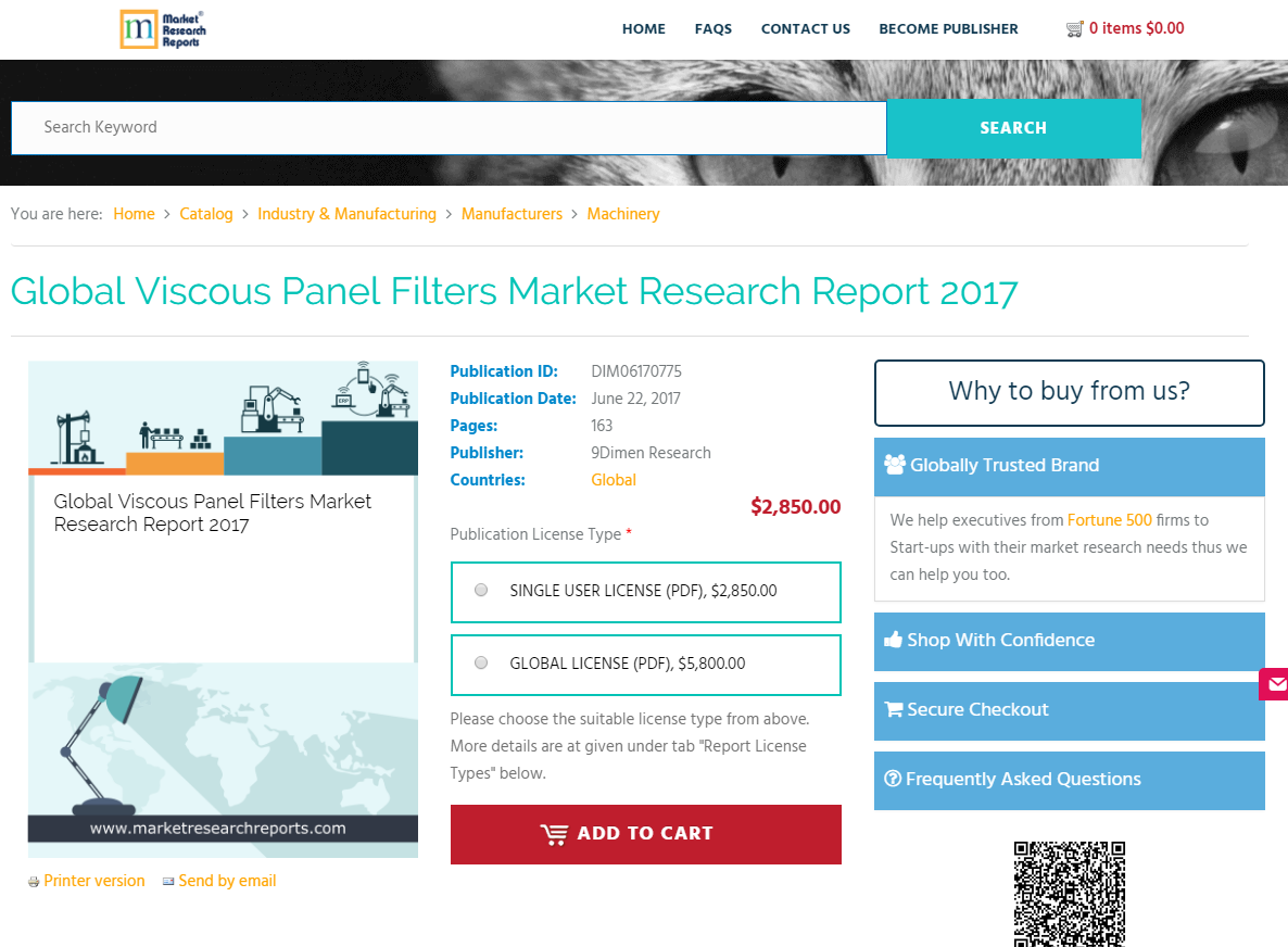 Global Viscous Panel Filters Market Research Report 2017