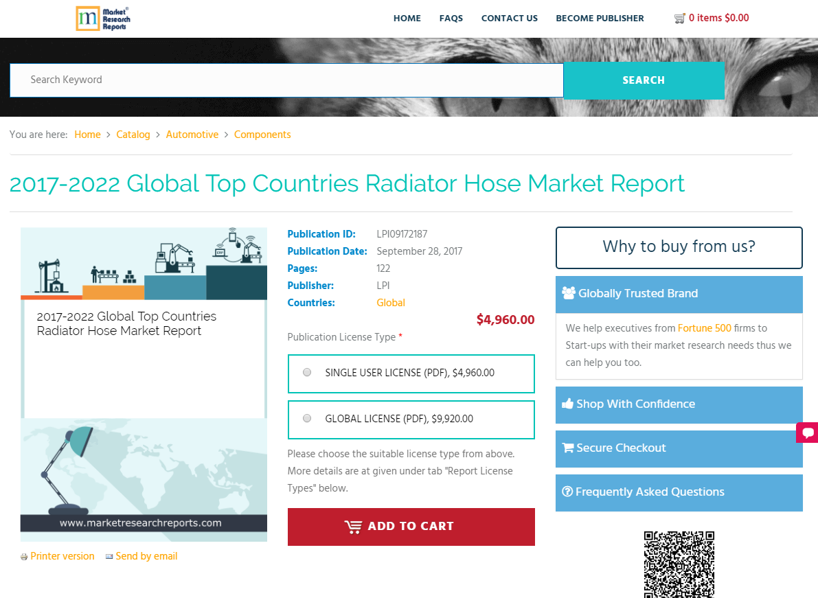 2017-2022 Global Top Countries Radiator Hose Market Report'