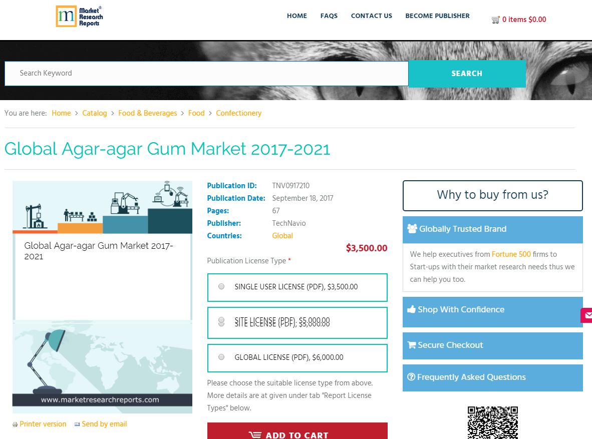 Global Agar-agar Gum Market 2017 - 2021'