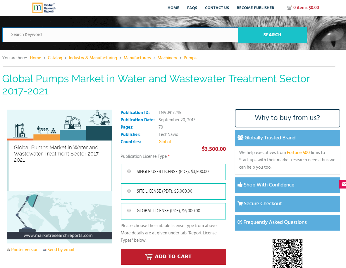 Global Pumps Market in Water and Wastewater Treatment Sector'