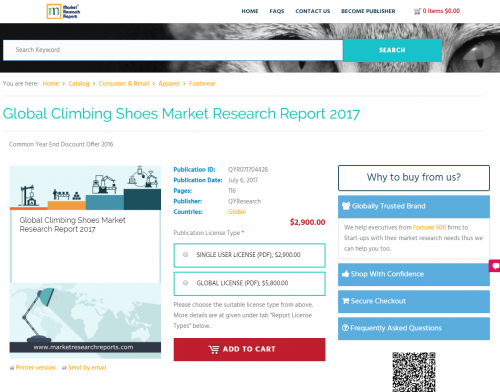 Global Climbing Shoes Market Research Report 2017'