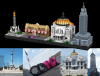 Lego Mexico City 3D model and the actual buildings.'