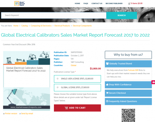 Global Electrical Calibrators Sales Market Report Forecast'