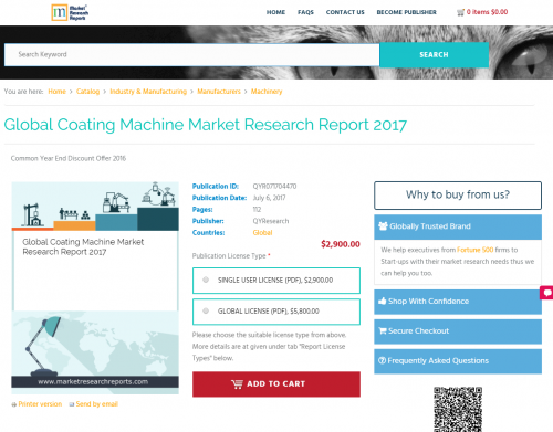 Global Coating Machine Market Research Report 2017'
