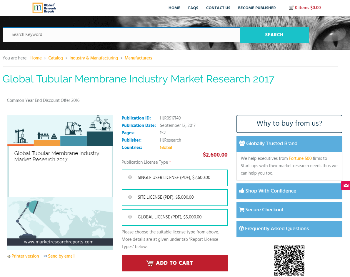 Global Tubular Membrane Industry Market Research 2017'