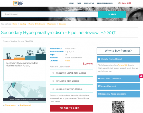 Secondary Hyperparathyroidism - Pipeline Review, H2 2017'