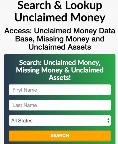 Unclaimed Money Search Tool'