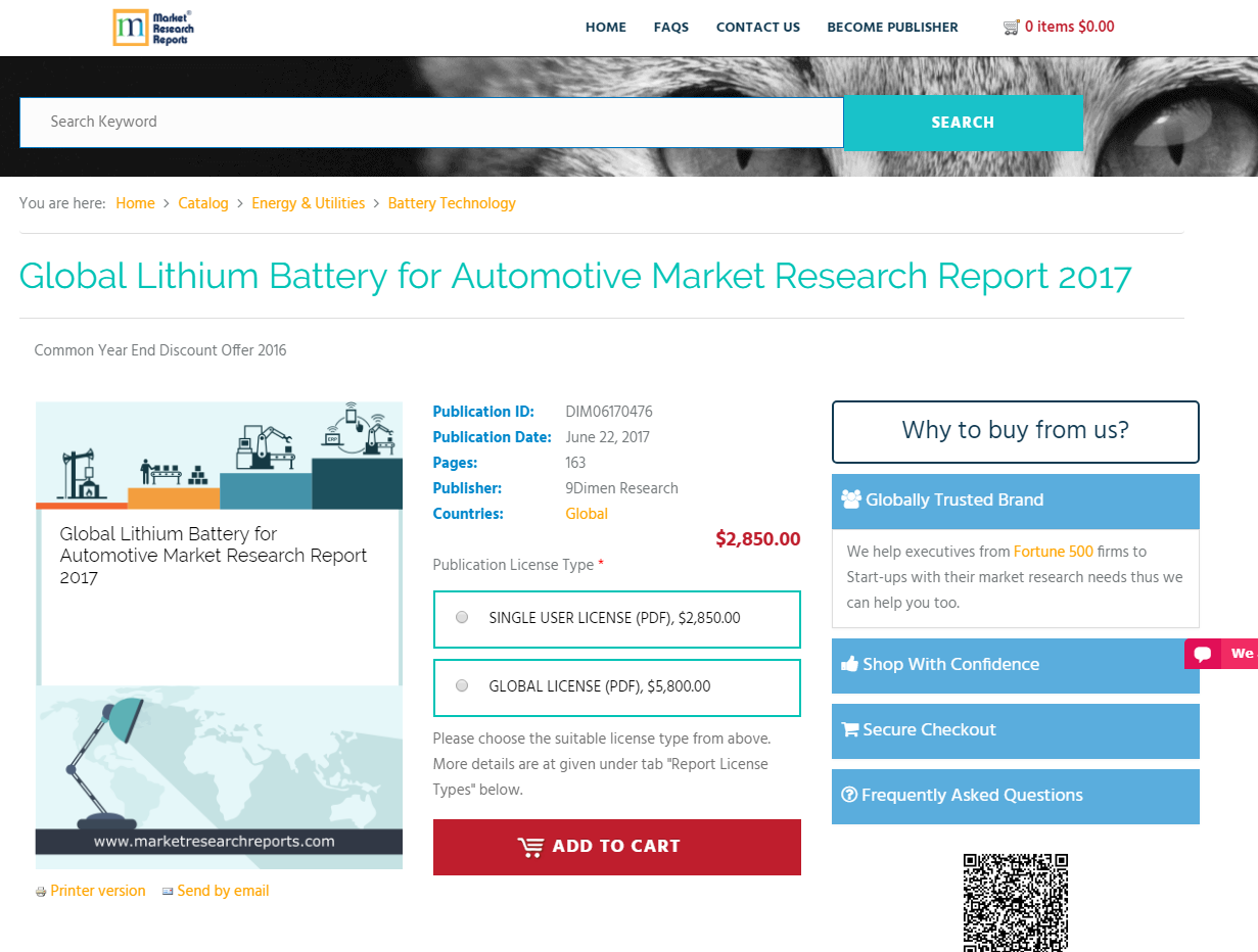 Global Lithium Battery for Automotive Market Research Report