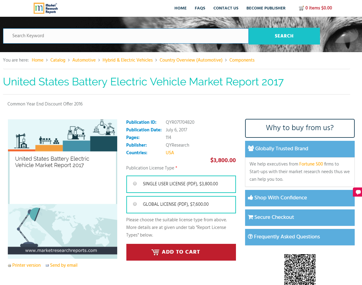 United States Battery Electric Vehicle Market Report 2017'