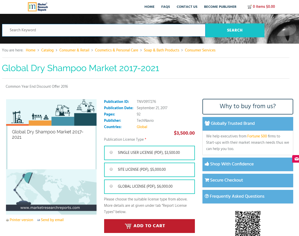 Global Dry Shampoo Market 2017 - 2021