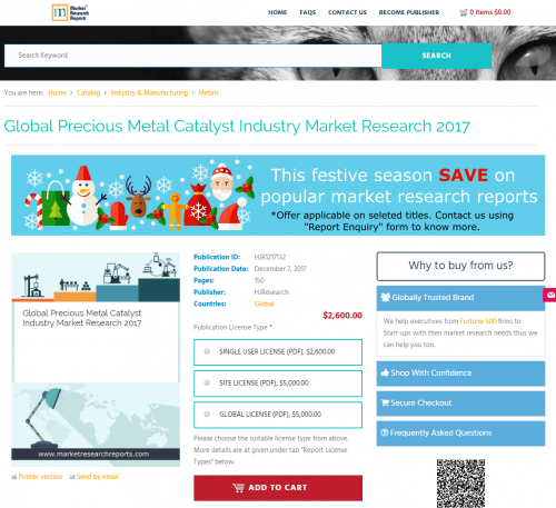 Global Precious Metal Catalyst Industry Market Research 2017'