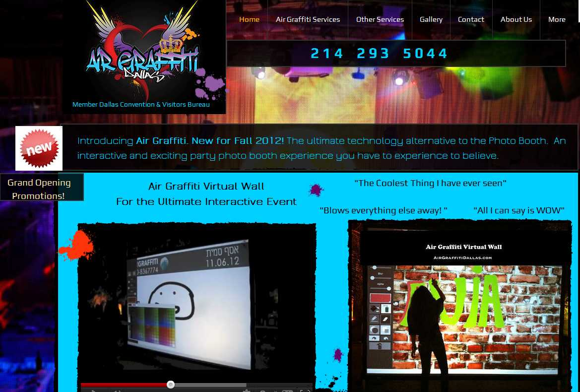 Website for Air Graffiti Dallas'