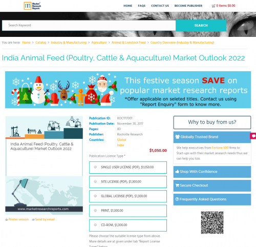 India Animal Feed (Poultry, Cattle &amp; Aquaculture) Ma'